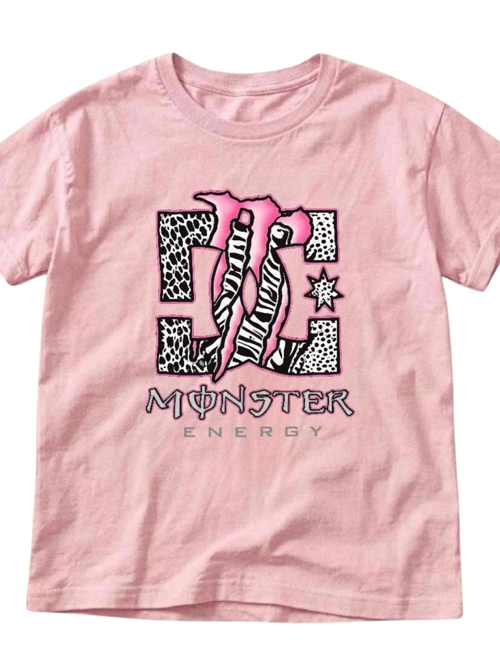 Gildan Pink Monster Energy Zebra Print Short Sleeve Tee